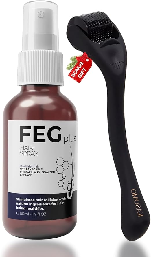 FEGPLUS Minoxidil Beard & Hair Growth Serum Kit with Roller for Unisex Hair Loss Treatment, Rosemary Oil Hair Growth Booster (50ml)