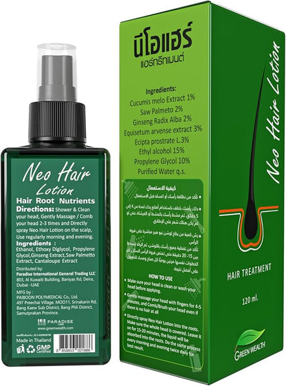 Green Wealth Neo Hair Lotion - Hair Treatment and Root Nutrients 120ml + Derma Roller FREE