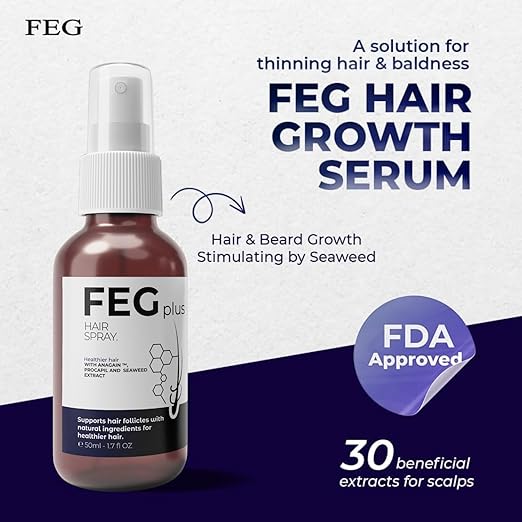 FEGPLUS Minoxidil Beard & Hair Growth Serum Kit with Roller for Unisex Hair Loss Treatment, Rosemary Oil Hair Growth Booster (50ml)